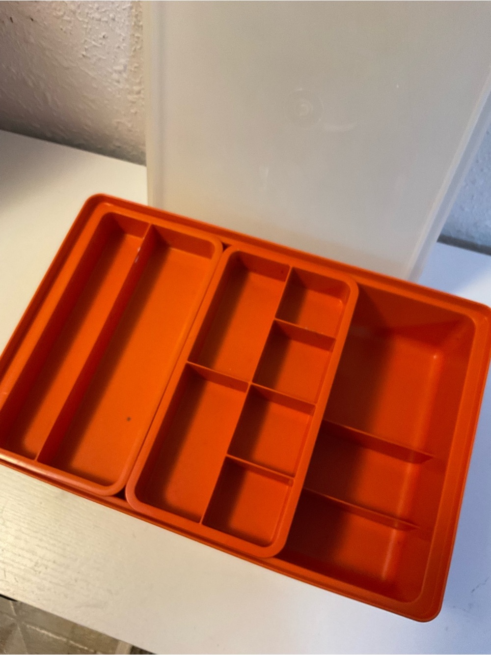 Vintage Tupperware Tuppercraft 1421 Sew/Craft/Tackle Organizer Storage Orange